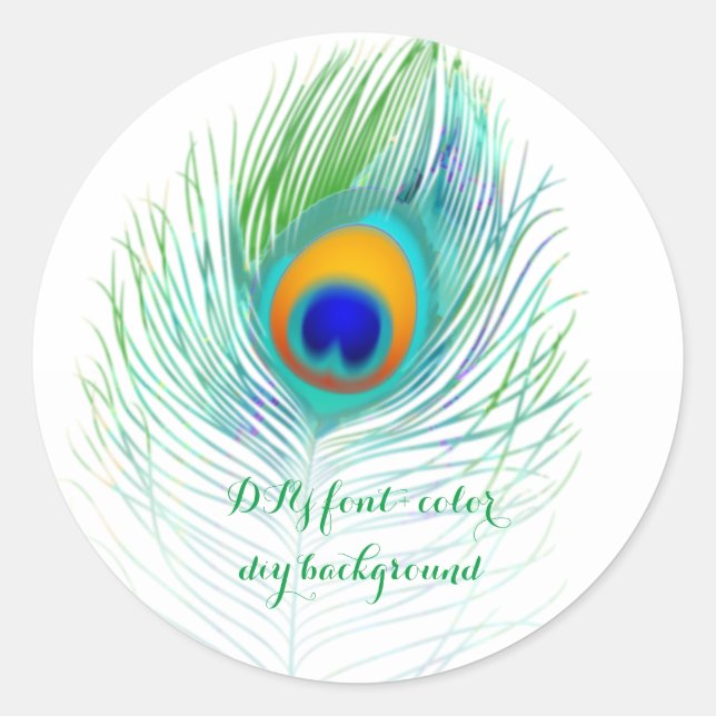 PixDezine peacock plume Classic Round Sticker (Front)
