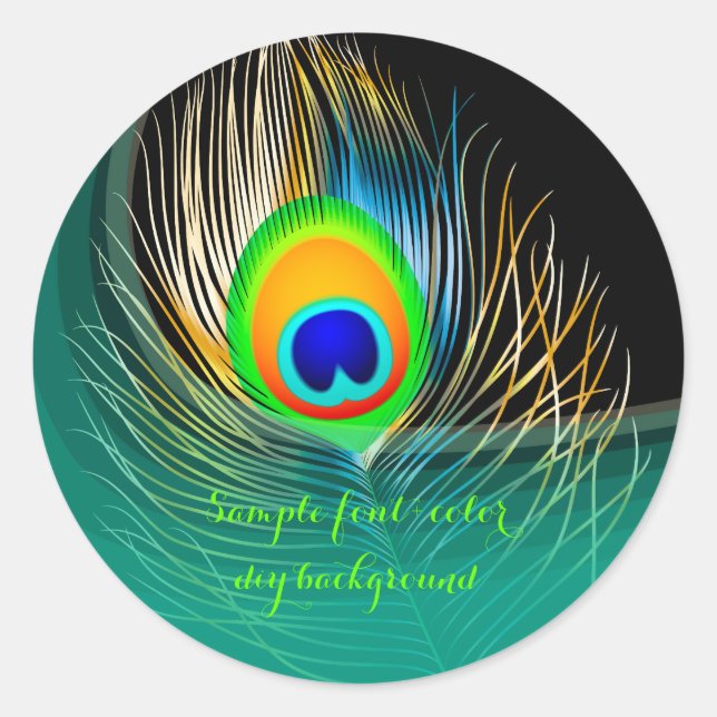 PixDezine peacock plume/DIYbackground Classic Round Sticker (Front)