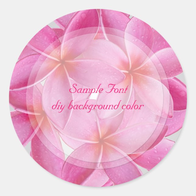 PixDezine pink plumeria/DIY background colour Classic Round Sticker (Front)
