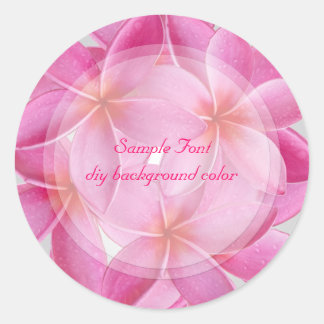 PixDezine pink plumeria/DIY background colour Classic Round Sticker