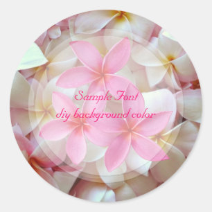 PixDezine pink plumeria/DIY background colour Classic Round Sticker