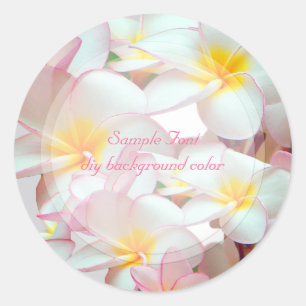 PixDezine pink plumeria/DIY background colour Classic Round Sticker