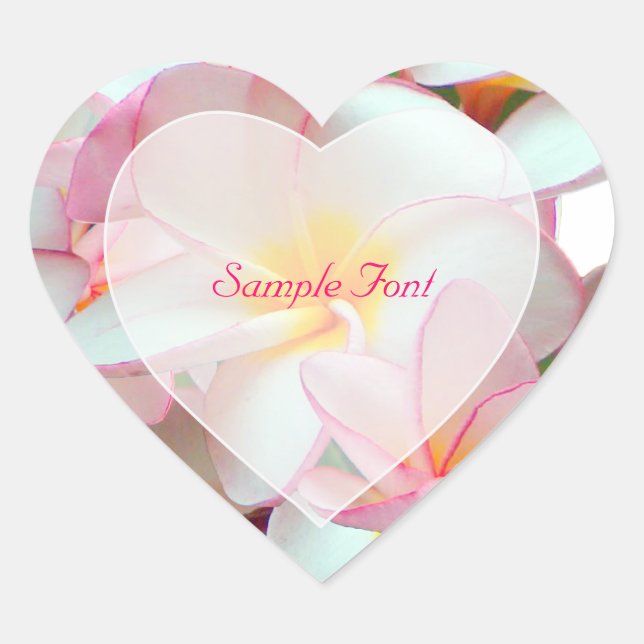 PixDezine pink plumeria/DIY background colour Heart Sticker (Front)