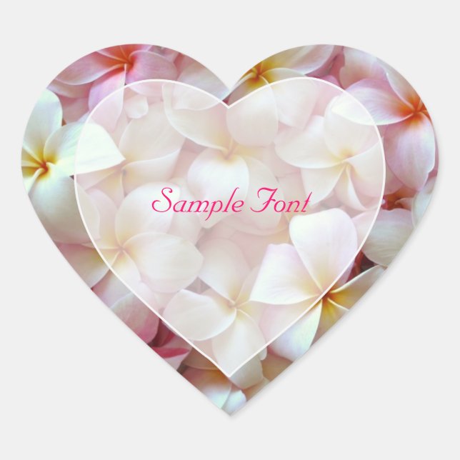 PixDezine pink plumeria/DIY background colour Heart Sticker (Front)