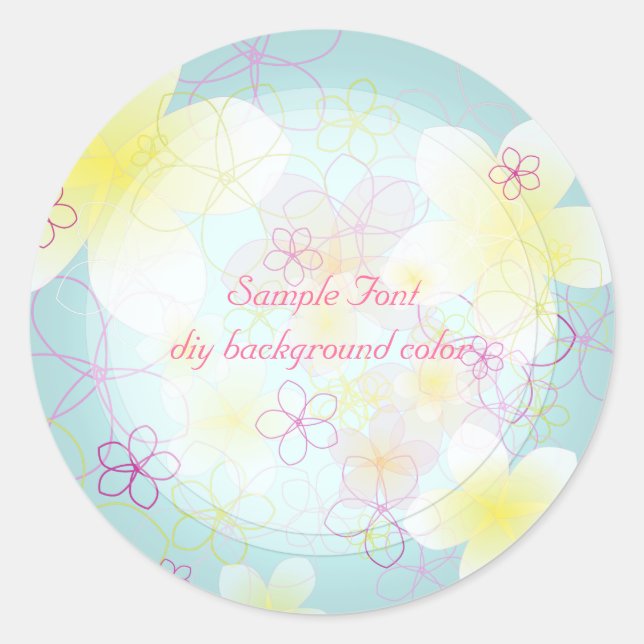 PixDezine plumeria/DIY background colour Classic Round Sticker (Front)