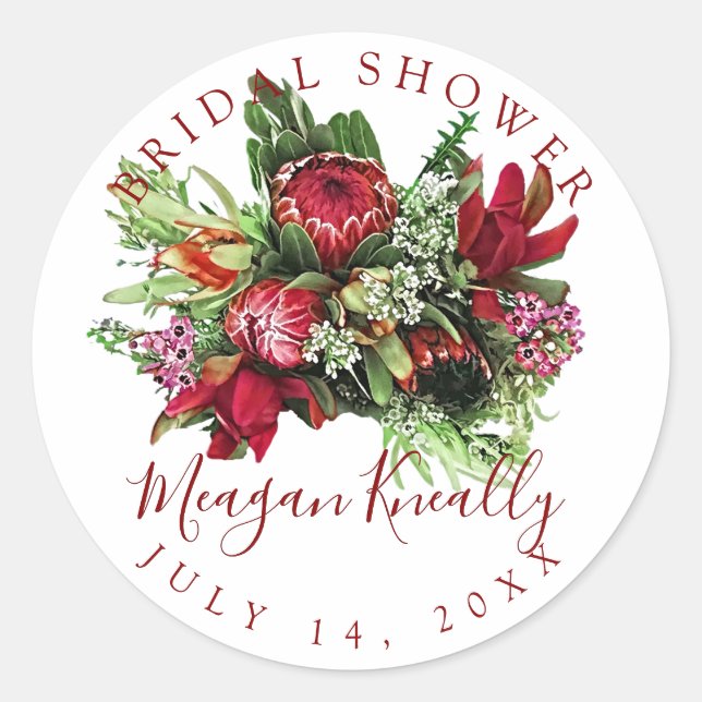 PixDezine PROTEA BOUQUET/MASALA RED/DIY EVENT Classic Round Sticker (Front)