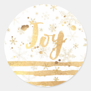 PixDezine snowflakes/stripes/dazzled faux gold Classic Round Sticker