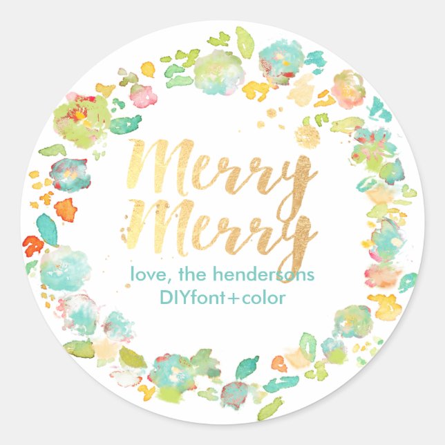 PixDezine sophie's garden/floral watercolor Classic Round Sticker (Front)