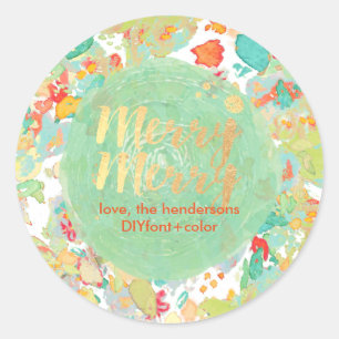 PixDezine sophie's garden/floral watercolor Classic Round Sticker