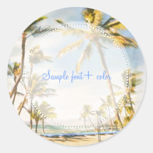 PixDezine vintage beach scene Classic Round Sticker
