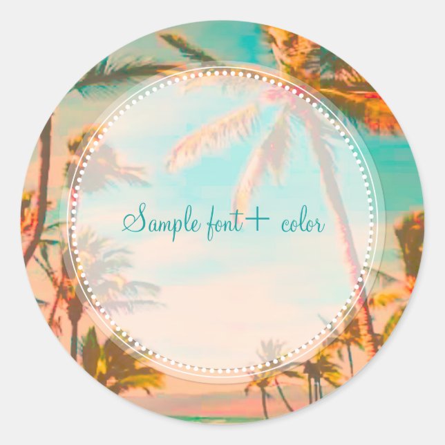 PixDezine vintage beach scene Classic Round Sticker (Front)