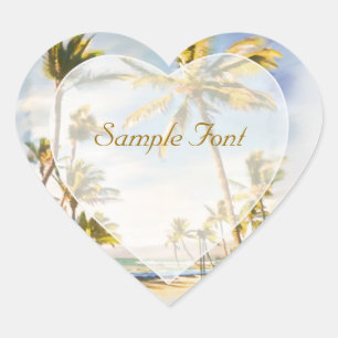 PixDezine vintage hawaiian beach Heart Sticker