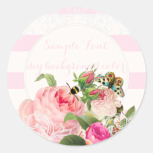 PixDezine vintage rose/DIY backgroundcolor Classic Round Sticker