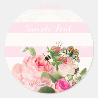 PixDezine vintage rose/DIY backgroundcolor Classic Round Sticker