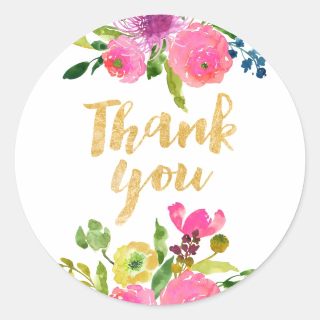 PixDezine watercolor floral/pink ranunculus Classic Round Sticker (Front)