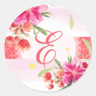 PixDezine watercolor may flower/diy trim colour Classic Round Sticker