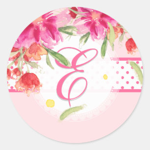 PixDezine watercolor may flower/diy trim colour Classic Round Sticker