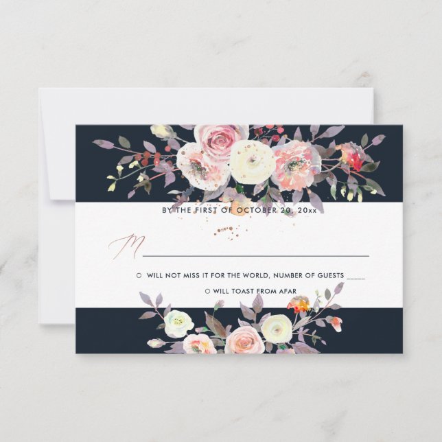 PixDezine Watercolor Pastel Roses RSVP Invitation (Front)