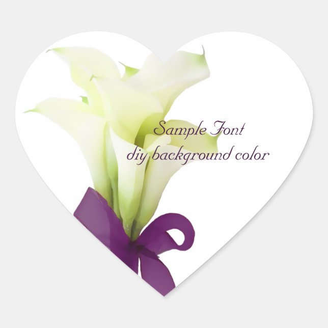 PixDezine white calla lily/DIY background colour Heart Sticker (Front)