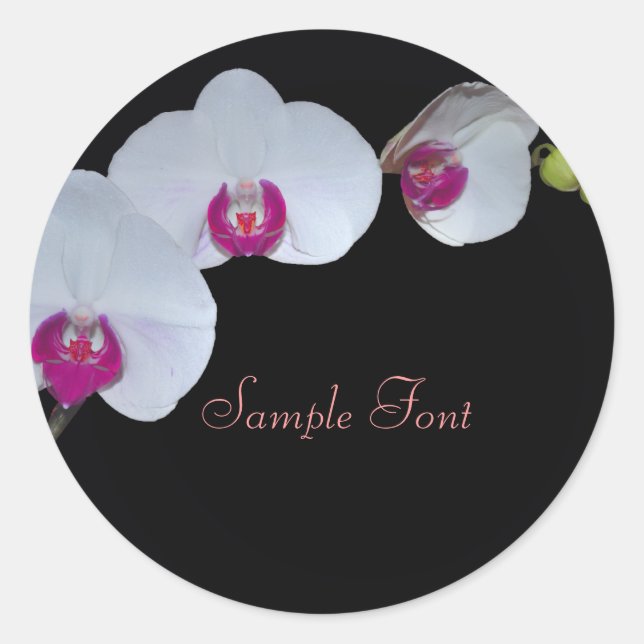 PixDezine white orchid/DIY background colour Classic Round Sticker (Front)