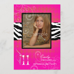 PixDezines 2011 Graduation, Hot Pink Harlequin Invitation