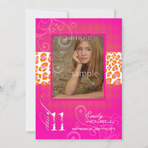 PixDezines 2011 Graduation, Hot Pink Harlequin Invitation