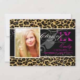 PixDezines 2012 Grads, cheetah print/diy colours Invitation