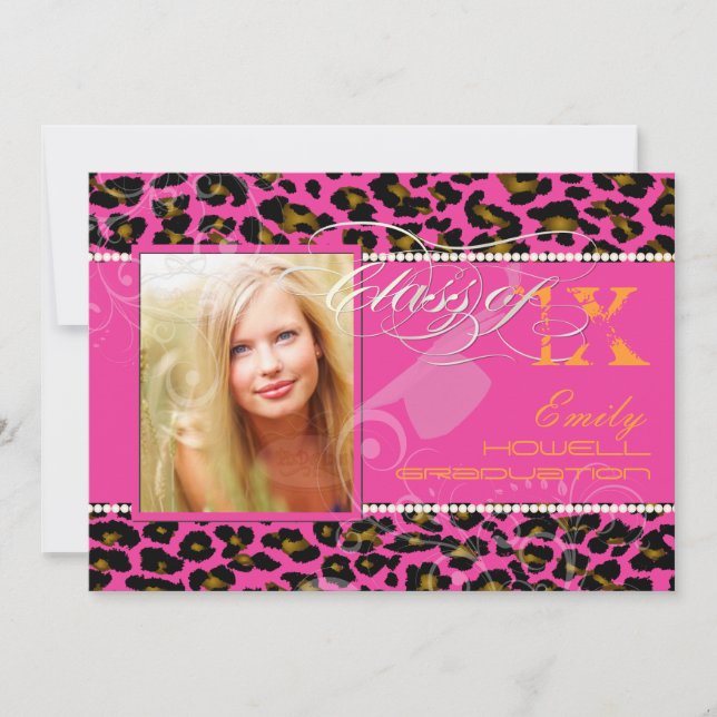 PixDezines 2012 Grads, cheetah print/diy colours Invitation (Front)