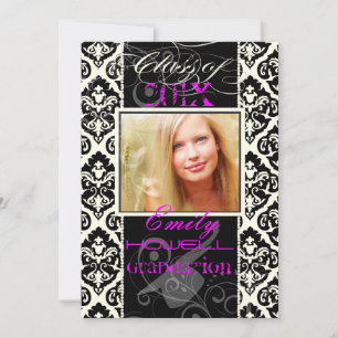 PixDezines 2012 Grads, olivia damask/diy colours Invitation