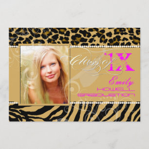 PixDezines 2012 Grads, zebra+cheetah/diy colours Invitation
