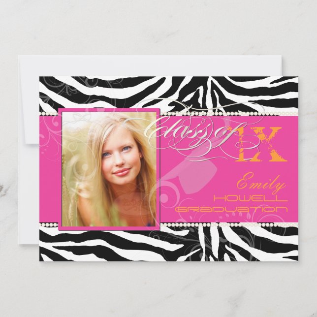 PixDezines 2012 Grads, zebra print/diy colours Invitation (Front)