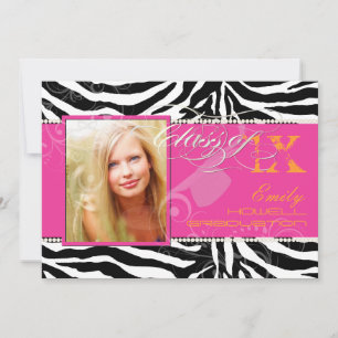 PixDezines 2012 Grads, zebra print/diy colours Invitation