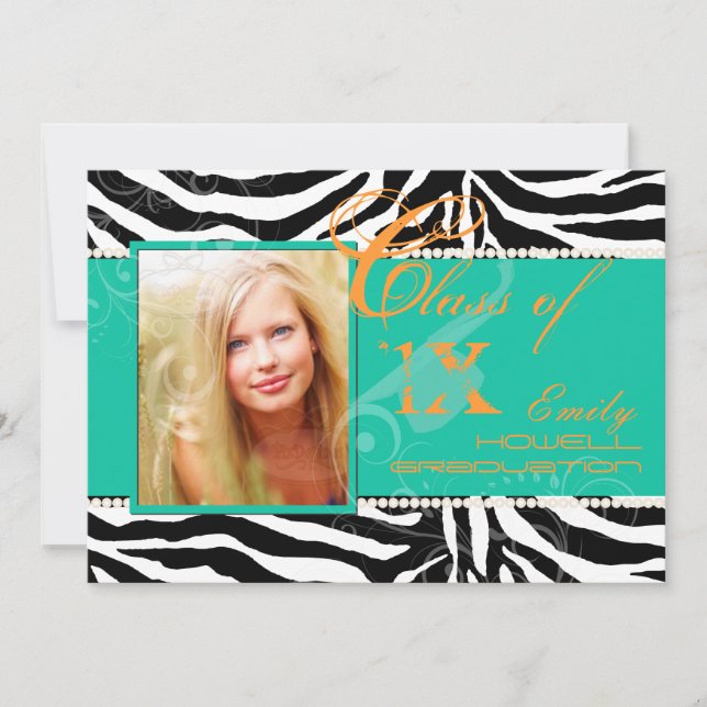 PixDezines 2012 Grads, zebra print/diy colours Invitation (Front)