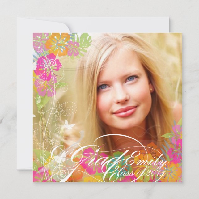 PixDezines 2012 Graduation hibiscus leis Invitation (Front)