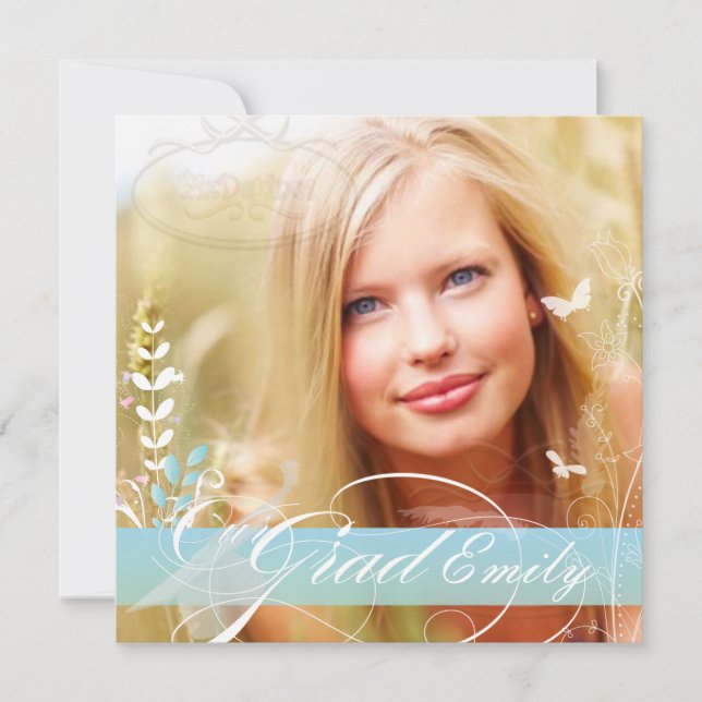 PixDezines 2012 Graduation Photo+diy blossoms Invitation (Front)