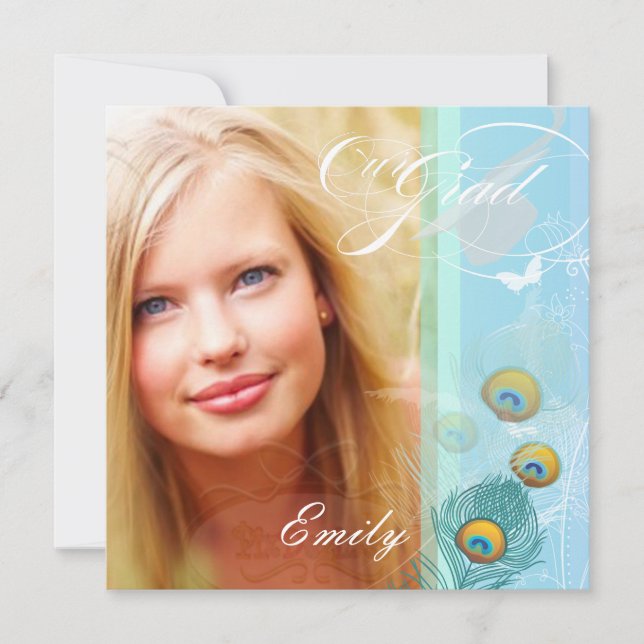 PixDezines 2012 Graduation Photo+diy peacock Invitation (Front)