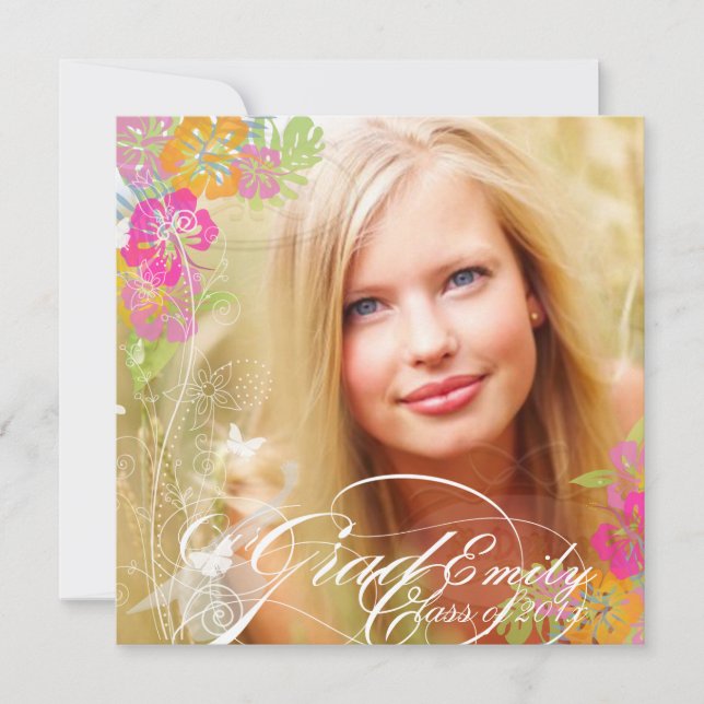 PixDezines 2012 Graduation Photo+hibiscus Invitation (Front)