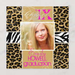 PixDezines 2013 Grads, cheetah print/diy colours Invitation