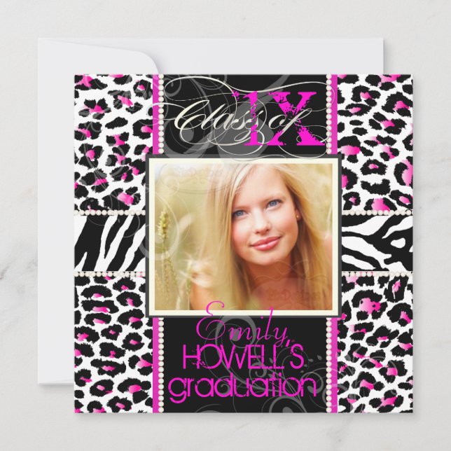 PixDezines 2013 Grads, cheetah print/diy colours Invitation (Front)