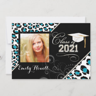 PixDezines 2014 Grads, leopard print/diy colours Invitation