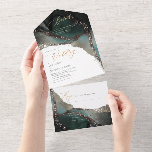 PixDezines Abstract At Sea Marine Blue All In One Invitation (Tearaway)