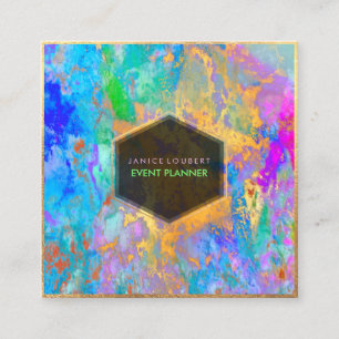 PixDezines Abstract Galaxy/Neon colours Square Business Card