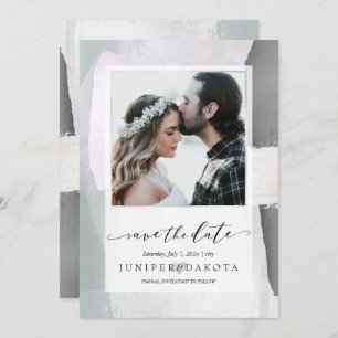 PixDezines Abstract Modern Art Blush Silver Invitation