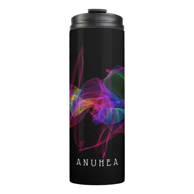 PIXDEZINES ABSTRACT SMOKE+BLACK MIRROR THERMAL TUMBLER (Front)