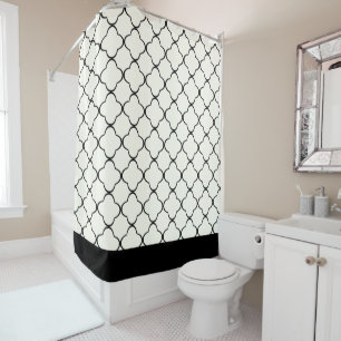 PixDezines Adjustable Quatrefoil DIY Colour Black Shower Curtain