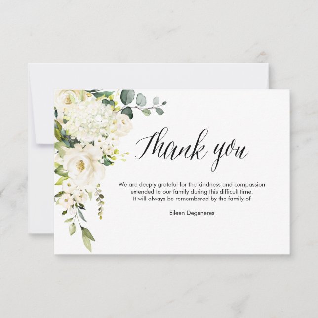 PixDezines Alabaster Roses Bereavement Thank You Invitation (Front)
