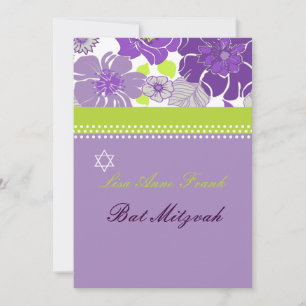 PixDezines ALEGRE RETRO FLORAL BAT MITZVAH Invitation