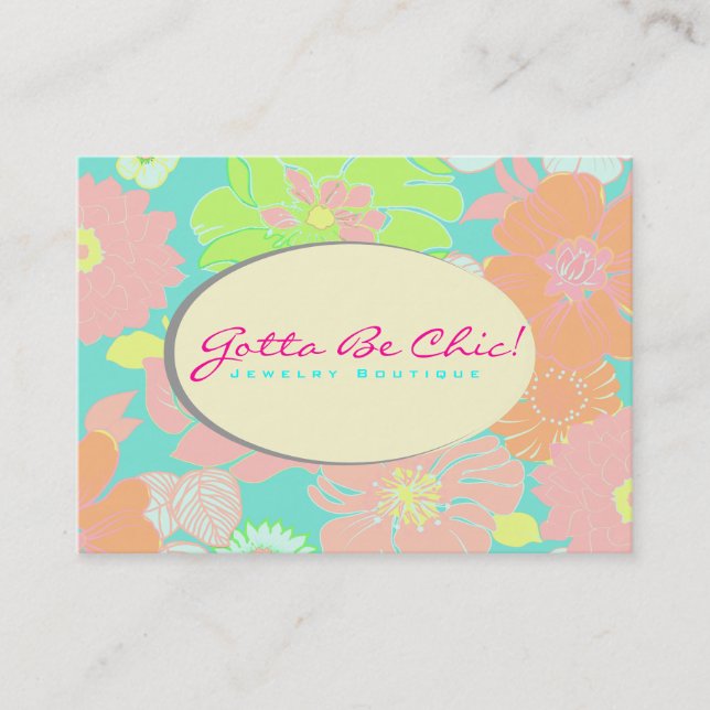 PixDezines Alegre Retro Floral, Pastel/DIY colour! Business Card (Front)