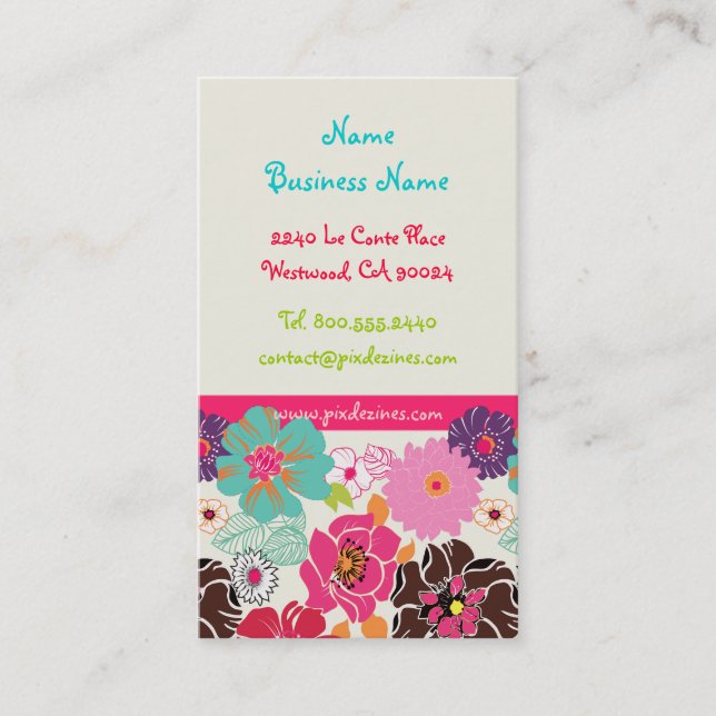 PixDezines Alegre retro florals profile cards (Front)