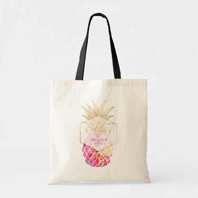 PixDezines Aloha Hawaiian Pineapple/Pink Tote Bag (Front)